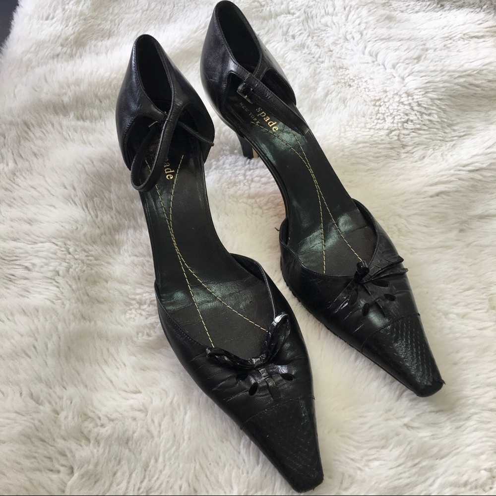 Kate Spade Black Leather Heels size 7 1/2